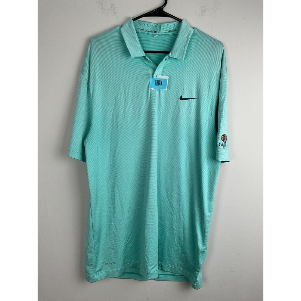 Nike Tiger Woods Collection Polo Mens M Dri-Fit Teal Striped Golf 648719-405
